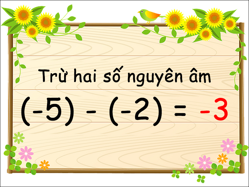 Ví dụ về trừ hai số nguyên âm
